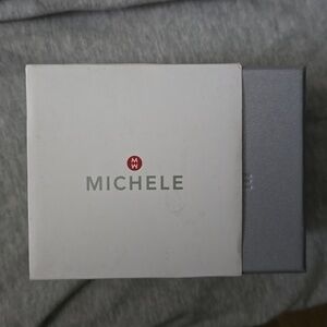 Michele pink and silicone band women's watch